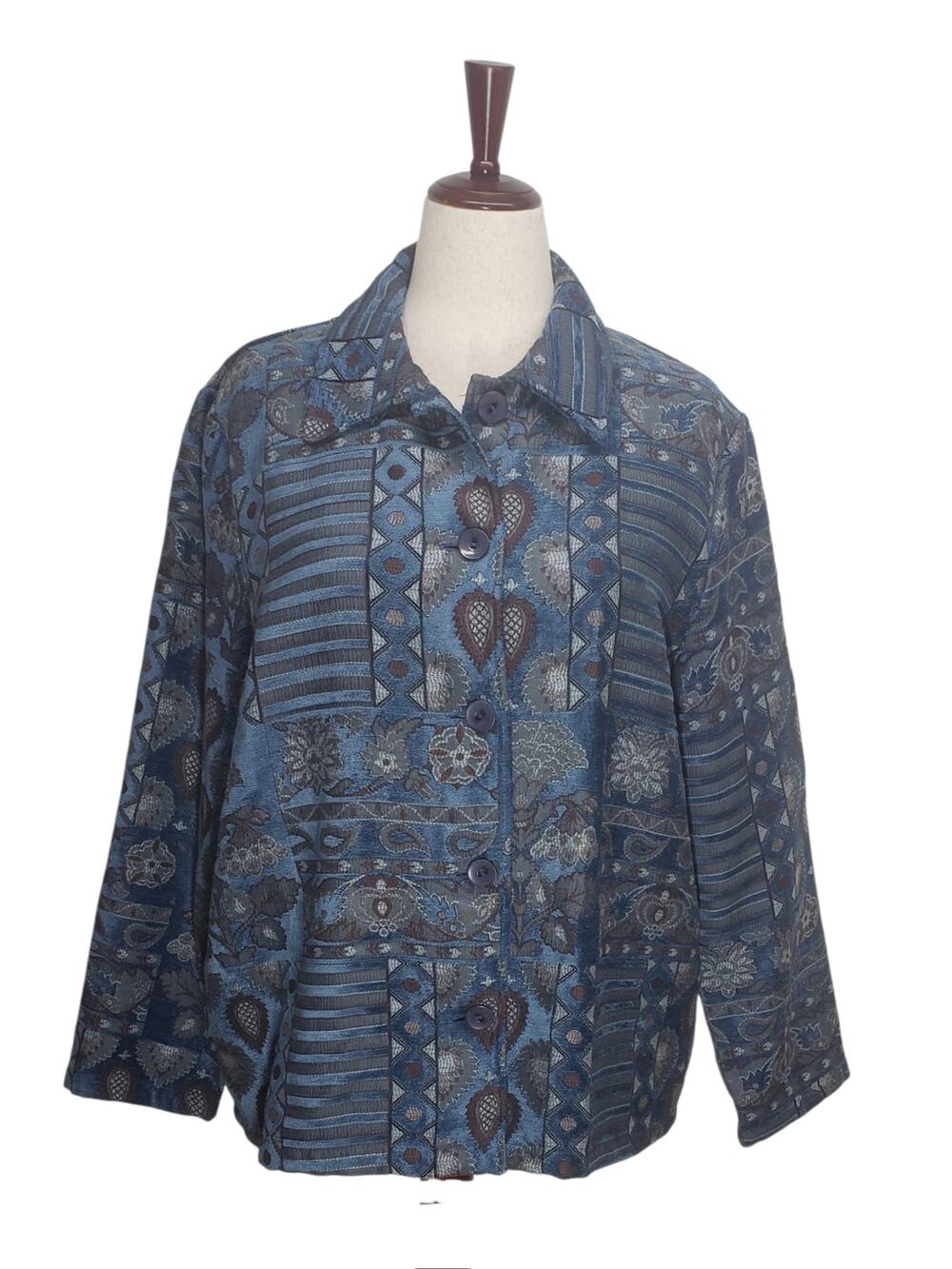 Vintage Sag Harbor Tapestry Blazer Jacket Sz 18 Plus Careerwear Cottagecore 90s